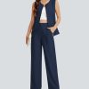 31MfKsnnsuL.jpg Women's Summer 2 Piece Blazer Outfits Sleeveless Crewneck Vest Wide Leg Pantsuit 2025 Dressy Casual Work Sets