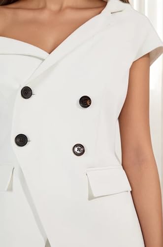 31MhXR6JiZL.jpg Womens Summer Outfits Business Casual 2 Piece Vest Pants Set Asymmetric Collar Vest Wide Leg Pants for Women