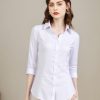 31Mqf3RX2sL.jpg Women's 3/4 Sleeve Formal Work Wear White Button Down Shirt