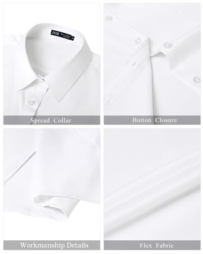 31OX-oUfegL.jpg Womens Button Down Shirts Stretch Wrinkle Free Formal Short Sleeve Dress Shirt Summer Work Blouses Business Casual Tops
