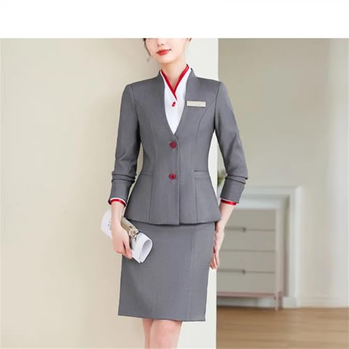 Women Professional Blazers Skirt Business Set Office Work Wear Career Formal Two Piece Lady Suit