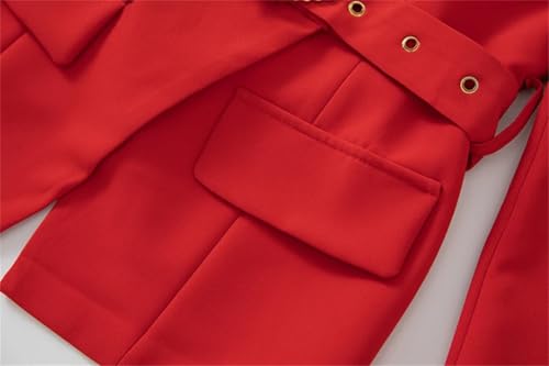 31Qp2295rWL.jpg Women Suit Long-Sleeve Double Breasted Notched Tops Embroidery Skirt 2 Piece Set