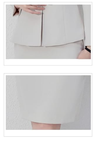 31SFLL6ZPL.jpg Women Long Sleeve Slim Fit Suit Jacket Midi Wrap Hip Pencil Skirt 2 Piece Sets Business Casual Sutis