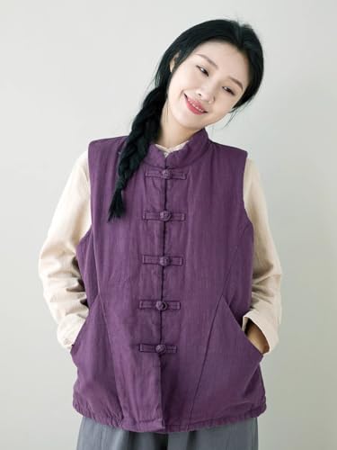 31ScJa7NEqL.jpg suit women's Chinese style quilted vest autumn and winter buckle thickened waistcoat cotton-padded jacket