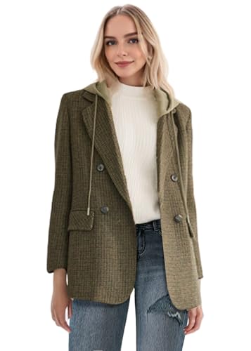 31VwM5ly4hL.jpg 2025 Women's Spring Hooded Blazer Jacket Double-Breasted Oversize Loose Fully-Lined Work Office Suit with Pockets