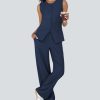 31W0K10SWHL.jpg Women's Summer 2 Piece Blazer Outfits Sleeveless Crewneck Vest Wide Leg Pantsuit 2025 Dressy Casual Work Sets