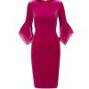 Women's Velvet Bell Sleeve Short Dress