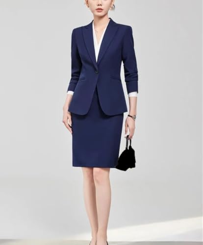 31XNGgTrsiL.jpg Women's Notch Lapel Collar Slim Fit Suit Jacket Wrap Hip Pencil Skirt 2 Piece Suits Business Office Sets