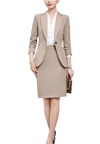 31XPTnDaPzL.jpg Women's Notch Lapel Collar Slim Fit Suit Jacket Wrap Hip Pencil Skirt 2 Piece Suits Business Office Sets