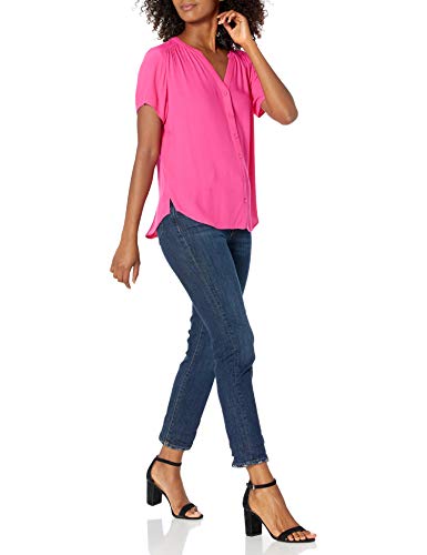 31Y0sE8jR9L.jpg Women's Relaxed-Fit Short-Sleeve Woven Blouse