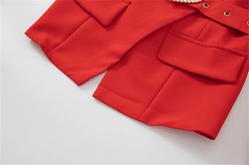 31ZLeE5HH8L.jpg Women Suit Long-Sleeve Double Breasted Notched Tops Embroidery Skirt 2 Piece Set