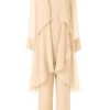 31ZVQBMnvvL.jpg Women's Mother of The Bride Pant Suits 3 Pieces Chiffon Outfit Sets for Wedding Pant Suit with Jacket