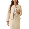 31a-ABNW6lL.jpg Suit Set for Women's 2 Piece Outfits Tweed Peplum Collarless Blazer Jacket and Skirt Sets
