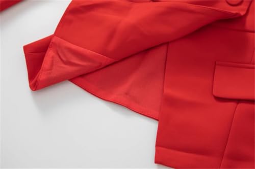 31b51gRlTL.jpg Women Suit Long-Sleeve Double Breasted Notched Tops Embroidery Skirt 2 Piece Set