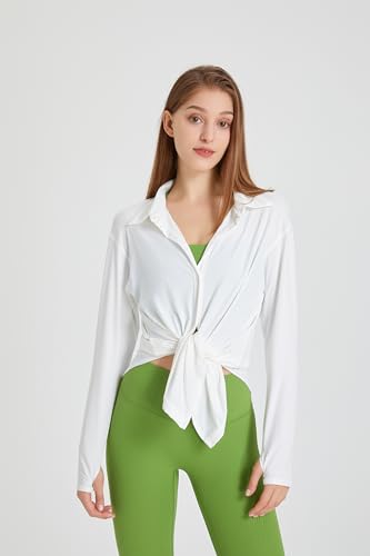 31cdtqxrYLL.jpg Women's UPF 50+ UV Sun Protection Long Sleeve Shirt Button-Down Shirt Yoga High Stretch Sport Blouses