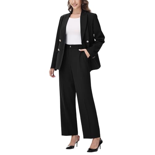 31dVO1S-1WL.jpg Women's 2 Piece Set Double Breasted Blazer and Pants Suit Business Outfits for Work Office
