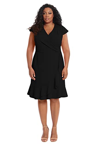 31dsZvhlj0L.jpg Women's Dresses Feminine Ageless Surplice V-Neck Faux Wrap Ruffle Dress Office Event Shower Guest of