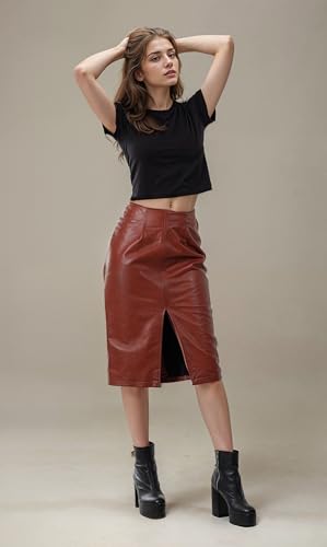 31fvkd762DL.jpg Real Leather Skirts for Women - Trendy Casual Womens Leather Skirt Fashionable