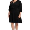 31gS0oz0cyL.jpg Women's Shirred Surplice Bishop Sleeve Dress