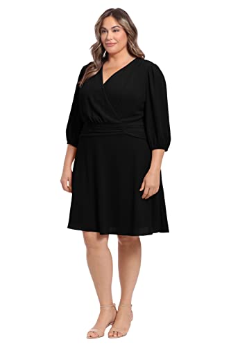31gS0oz0cyL.jpg Women's Shirred Surplice Bishop Sleeve Dress