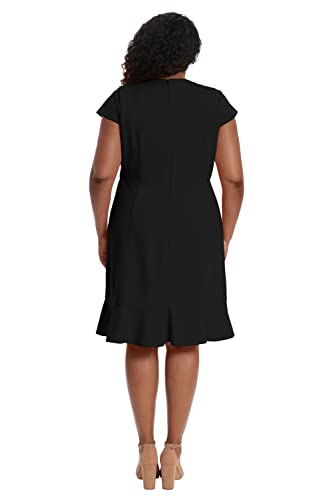 31hOvW4RNcL.jpg Women's Dresses Feminine Ageless Surplice V-Neck Faux Wrap Ruffle Dress Office Event Shower Guest of