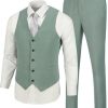 31hVES5lmoL.jpg Casual Linen Beige Men's 2 Piece Suits Wedding Suits Slim Fit Groomsmen Tuxedos Prom Waistcoat Summer Linen Vest+Pant
