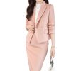31izBuvDXL.jpg Women's Solid Color Lapel Long Sleeve Single Button Slim Fit Suit Jacket and Skirt Set