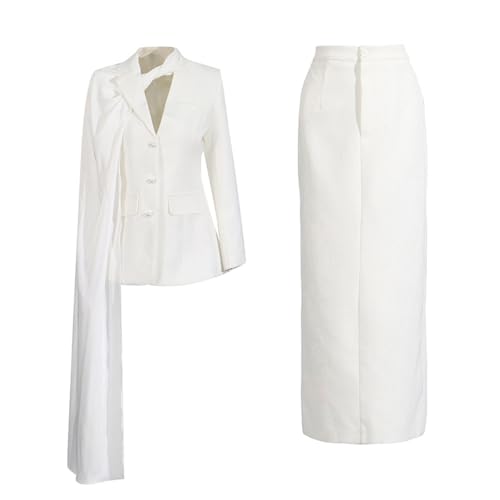 31kPa7XUqYL.jpg Women's 2-Piece Suit Set Business Casual Single Breasted Jacket and Long Skirt for Party