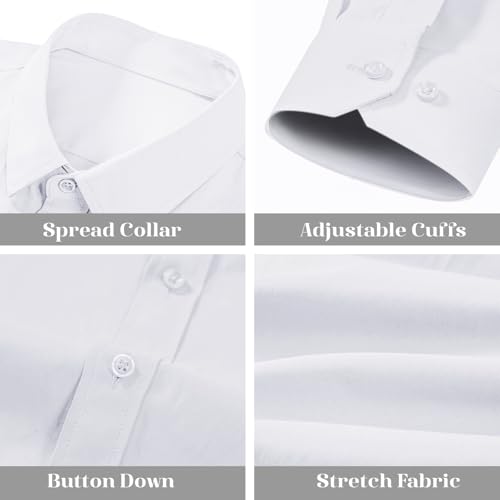 31kQFBjP-uL.jpg Stretch Mens Slim Fit Dress Shirts Formal Long Sleeve Button Down Shirts