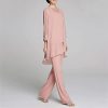31koE-nuDML.jpg Women's Mother of The Bride Pants Suits Full Length Chiffon Lace 3/4 Sleeve 3 Pcs Wedding Sets