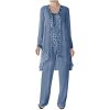 31oXnsIfH9L.jpg 3 Pcs Mother of Bride Pants Suits Sets Women Plus Size Chiffon Long Sleeve Jacket Vest Pants Suits