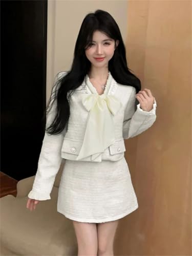 31pck-BvRWL.jpg Women Korean Fashion Chic Skirt Sets 2 Piece Outfit French Elegant Jacket Coat Mini Skirt Suits