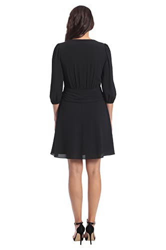 31qnFY7WDtL.jpg Women's Shirred Surplice Bishop Sleeve Dress