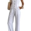 31rAFALPwrL.jpg Women's Linen 2 Piece Sets Summer Outfits Vest Waistcoat Casual Dressy Work Vacation Travel Pants Sets