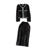 31rHWwvhKgL.jpg Women's French Skirt Set Heavy Industry Beaded Sequined Temperament Coat Skirt Two-Piece Set