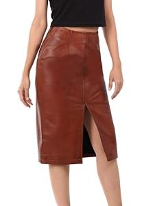 31sRW8zEncL.jpg Real Leather Skirts for Women - Trendy Casual Womens Leather Skirt Fashionable