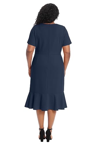 31tbwsKSVL.jpg Women's V-Neck Polished Flounce Hem Twist Waist Detail Feminine Office Event Guest of