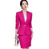 31uWjH4CqUL.jpg Women's Slim Two Piece Long Sleeve Notch Collar Single Button Suit Jacket and Skirt Set