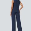31ugrq5dGML.jpg Women's Summer 2 Piece Blazer Outfits Sleeveless Crewneck Vest Wide Leg Pantsuit 2025 Dressy Casual Work Sets