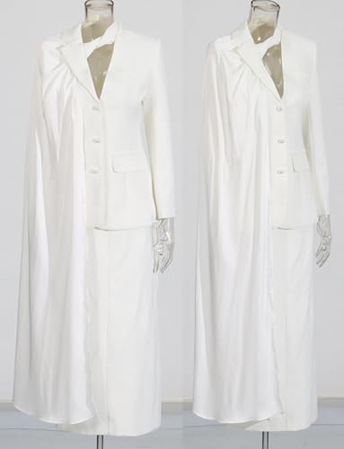 31unpIXan4L.jpg Women's 2-Piece Suit Set Business Casual Single Breasted Jacket and Long Skirt for Party