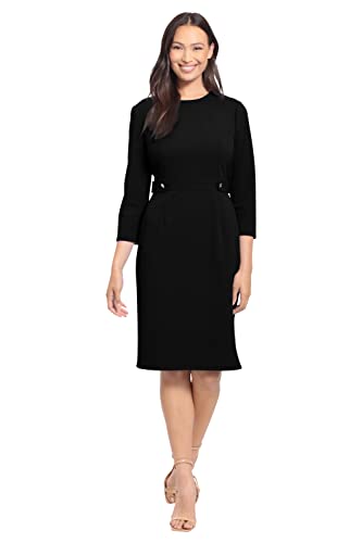 31v0naSLO3L.jpg Women's Work Office Business Sheath Dress with Button Waist Detail
