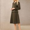 Women's 2 Piece Skirt Suit Set 2025 Fall Winter Double Breasted Blazers and A-Line Skirts