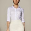 31vu2lO4GL.jpg Women's 3/4 Sleeve Formal Work Wear White Button Down Shirt