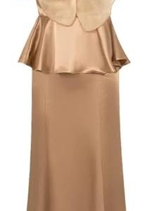 31wBwnYV9L.jpg Satin 2 Piece Outfit Women Elegant Corset Top High Waist Fishtail Skirt Set Long Blouse Shirt Evening Dress Suit