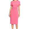 31wHFiKj8DL.jpg Women's Ruched Waist Crepe Sheath Dress Workwear Office Occasion Event Guest of