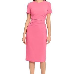 31wHFiKj8DL.jpg Women's Ruched Waist Crepe Sheath Dress Workwear Office Occasion Event Guest of