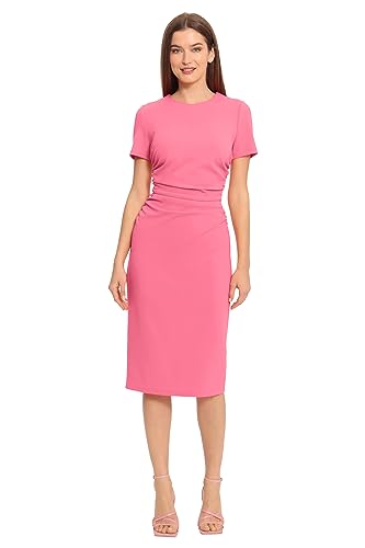 31wHFiKj8DL.jpg Women's Ruched Waist Crepe Sheath Dress Workwear Office Occasion Event Guest of