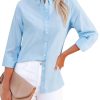 Button Down Shirts for Women Oxford Shirt Cotton Dress Shirts Collared Long Sleeve Wrinkle Free Blouse Tops