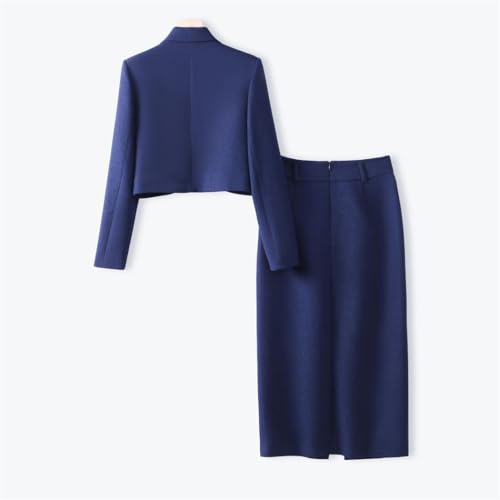 31x3xY5P9gL.jpg Women Solid Long Sleeve Notch Collar Cropped Jacket High Waist Split Straight Pencil Skirt 2 Piece Suits Sets