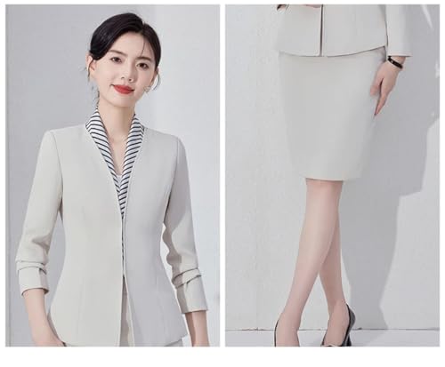 31yBlMXYAUL.jpg Women Long Sleeve Slim Fit Suit Jacket Midi Wrap Hip Pencil Skirt 2 Piece Sets Business Casual Sutis